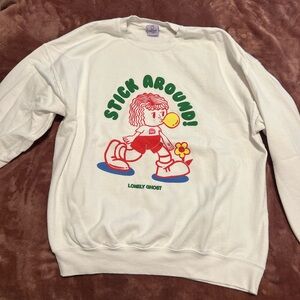 Lonely Ghost White Graphic Sweatshirt